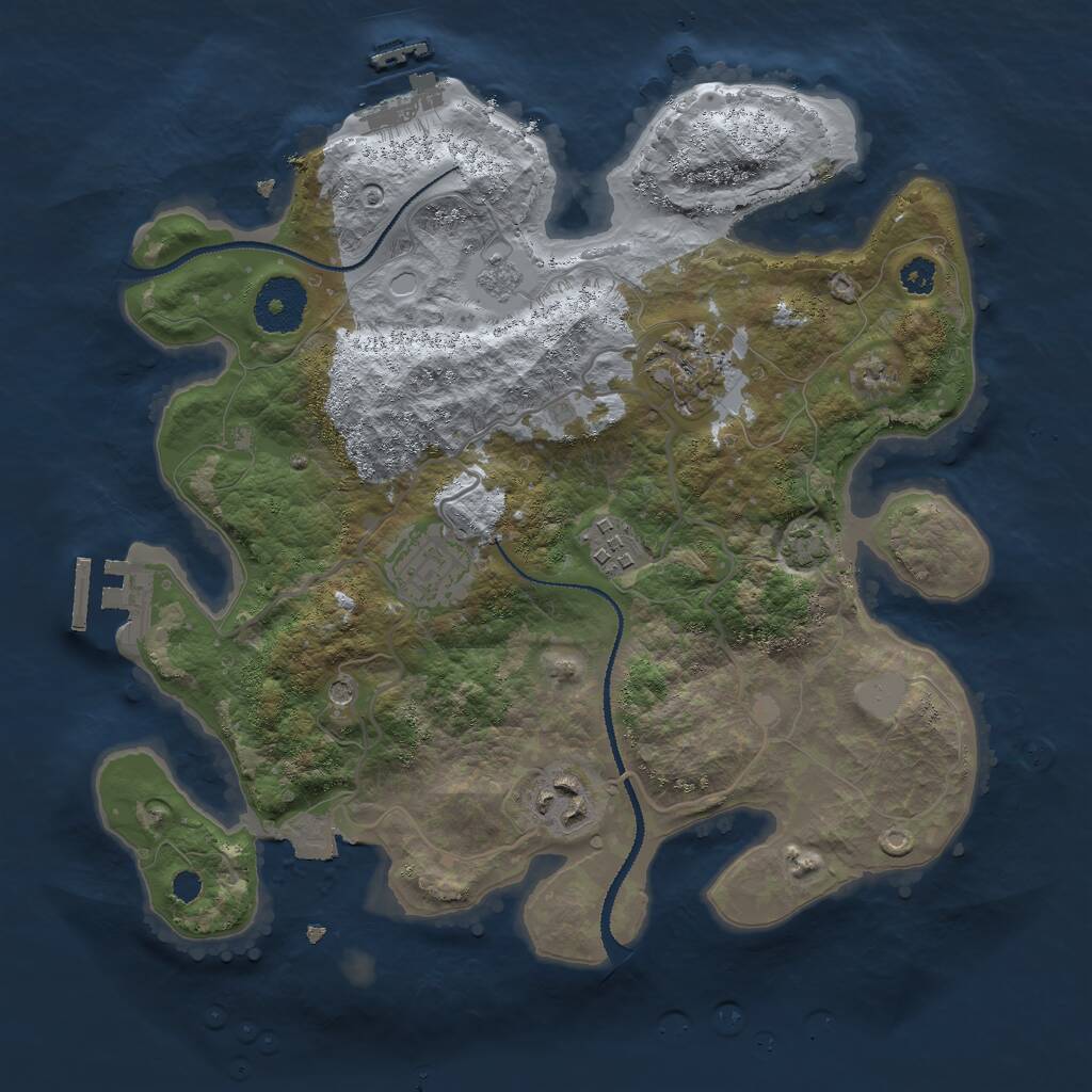 Rust Map: Procedural Map, Size: 3000, Seed: 484596172, 10 Monuments
