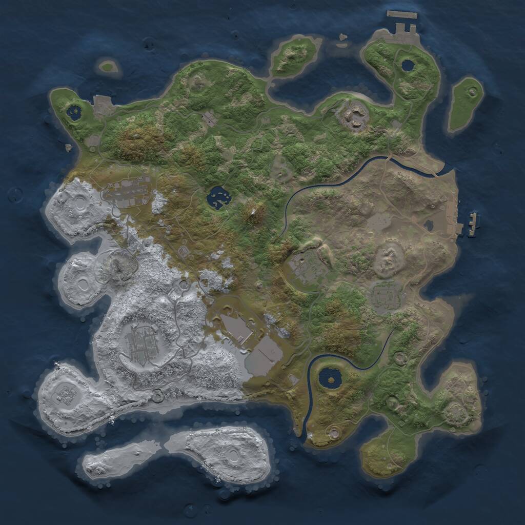 Rust Map: Procedural Map, Size: 3500, Seed: 7618, 13 Monuments