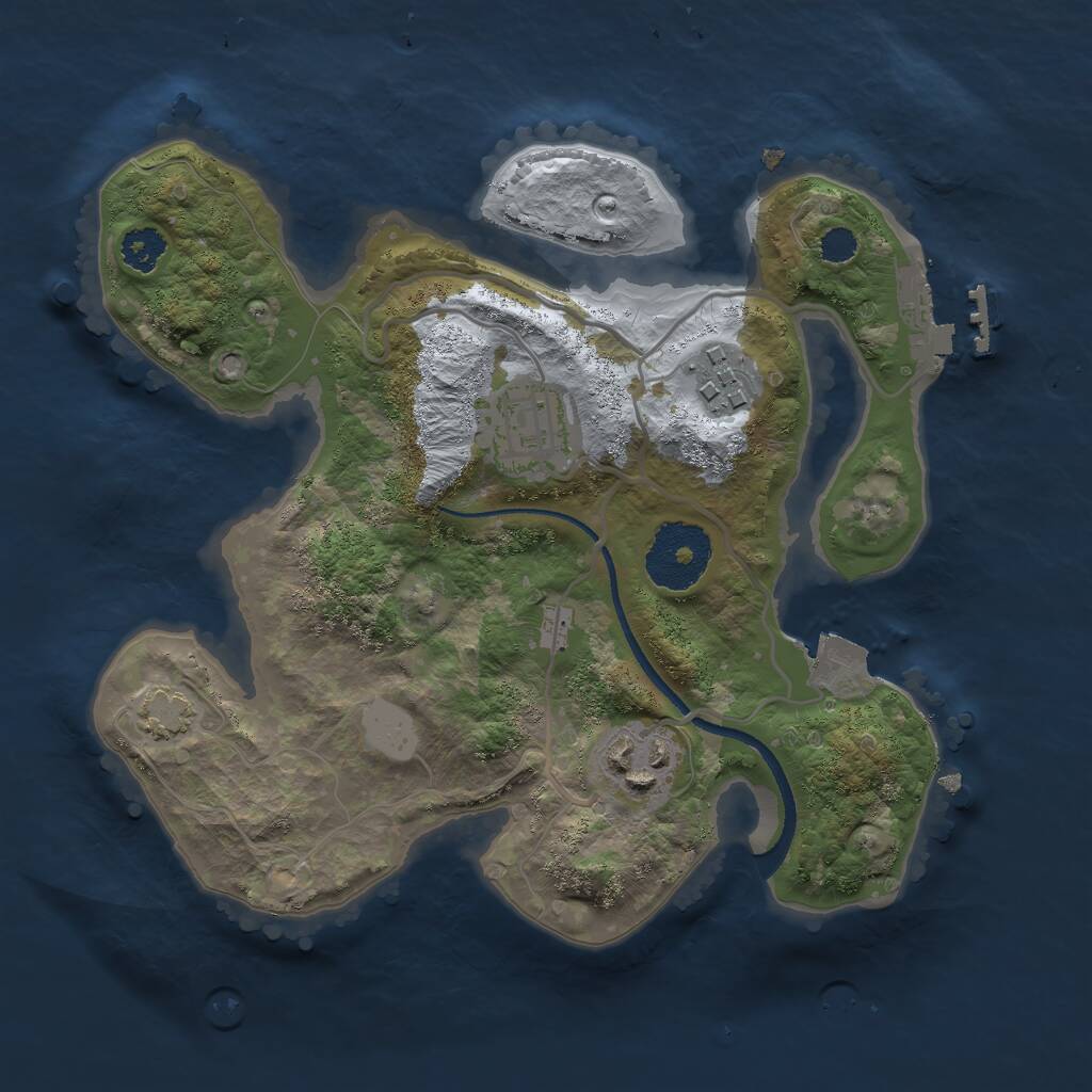 Rust Map: Procedural Map, Size: 2500, Seed: 263, 6 Monuments