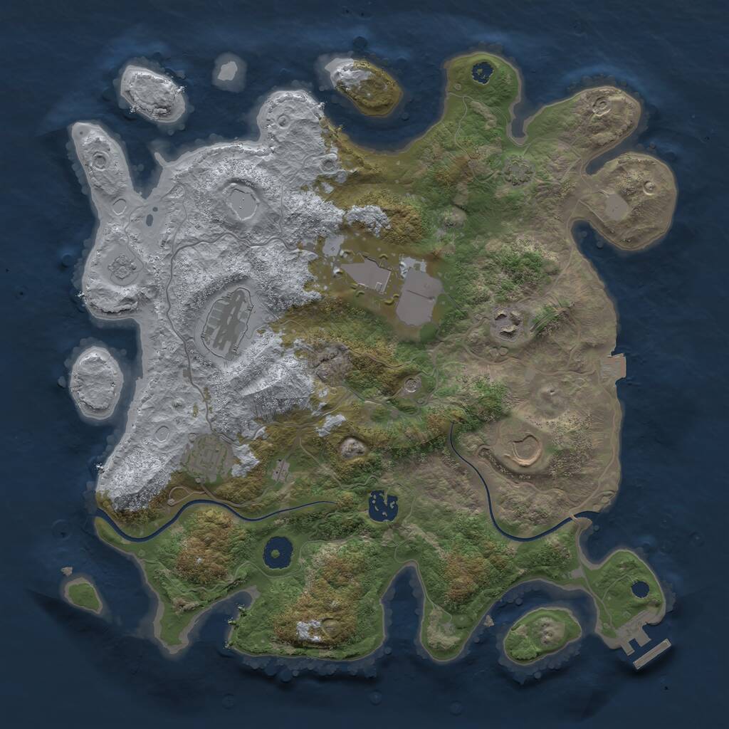Rust Map: Procedural Map, Size: 3500, Seed: 489685823, 11 Monuments