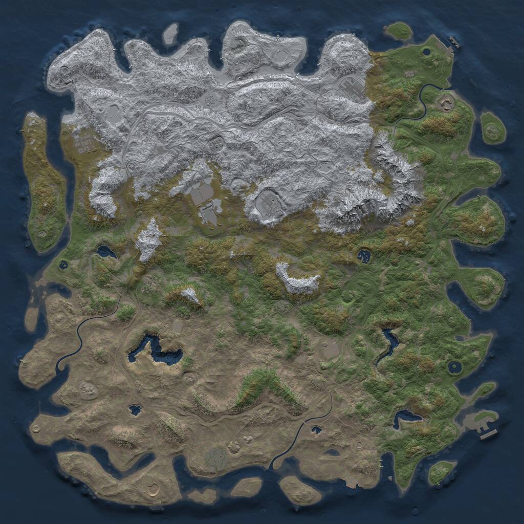 Rust Map: Procedural Map, Size: 6000, Seed: 9991, 17 Monuments