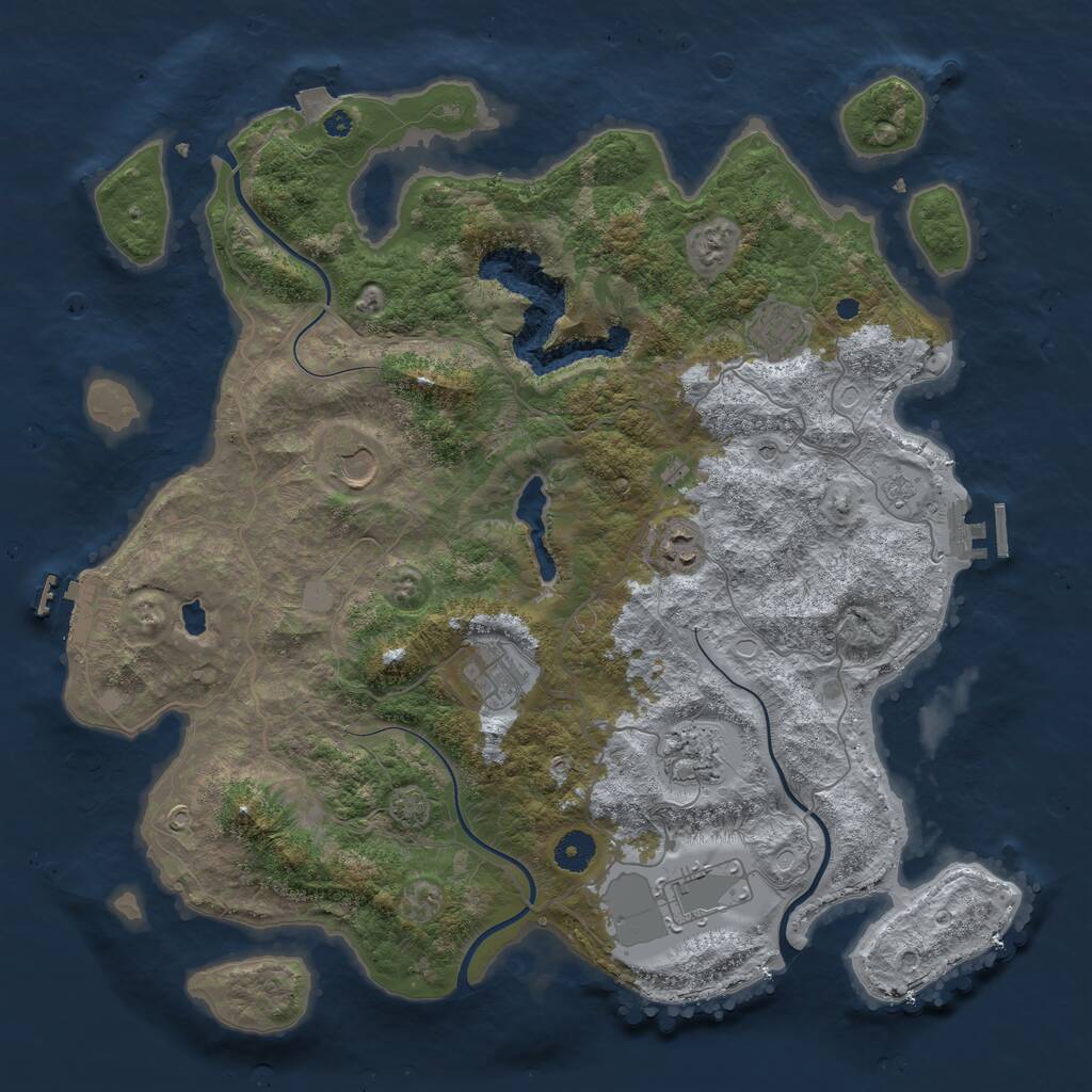 Rust Map: Procedural Map, Size: 4050, Seed: 1816560013, 12 Monuments
