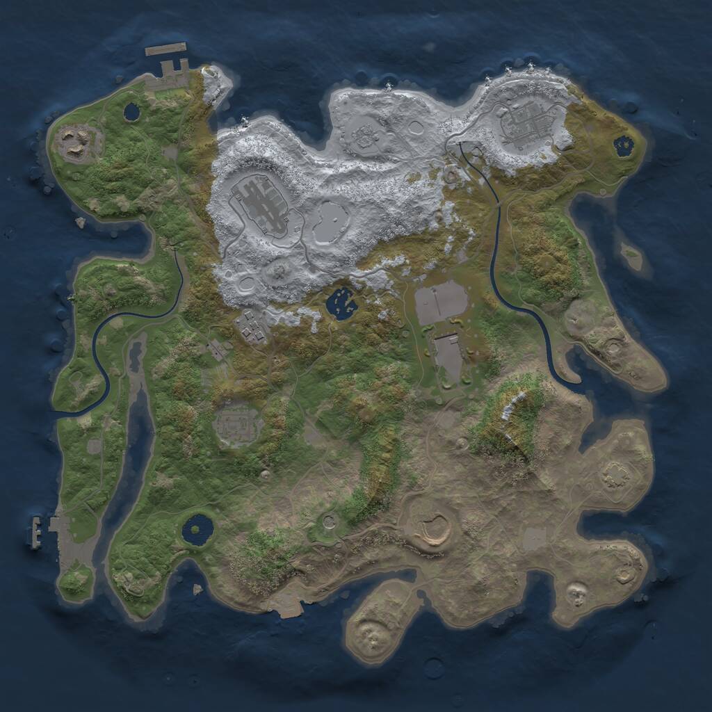 Rust Map: Procedural Map, Size: 3500, Seed: 279601173, 14 Monuments