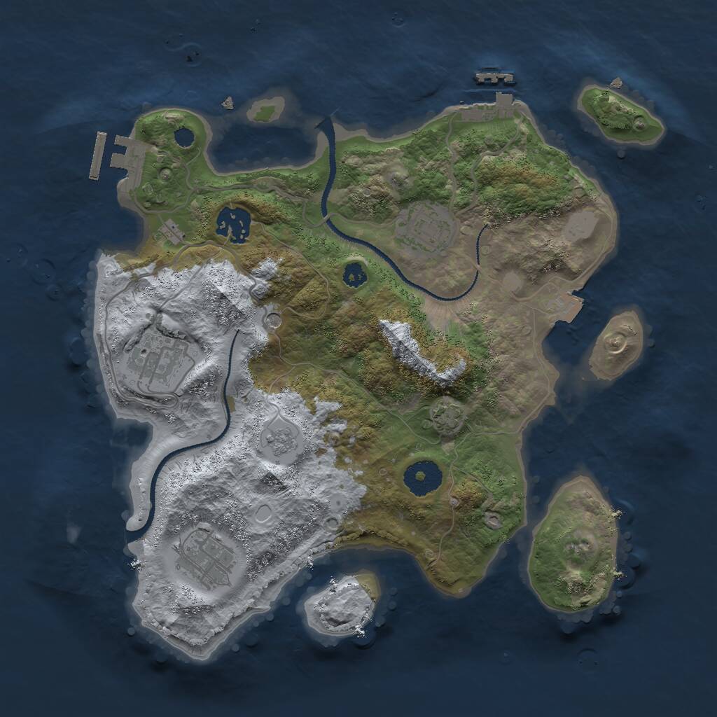 Rust Map: Procedural Map, Size: 3000, Seed: 1306079400, 10 Monuments
