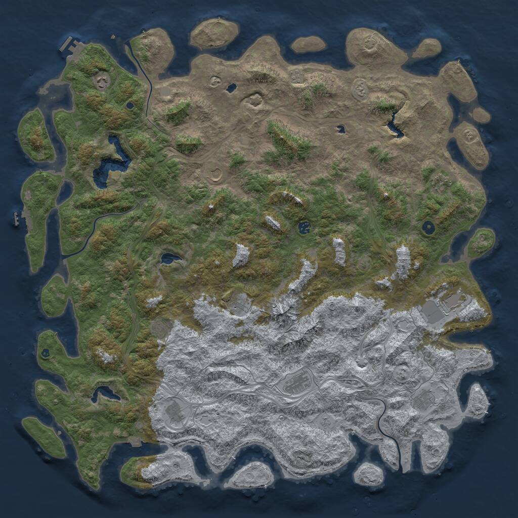 Rust Map: Procedural Map, Size: 6000, Seed: 42896, 17 Monuments