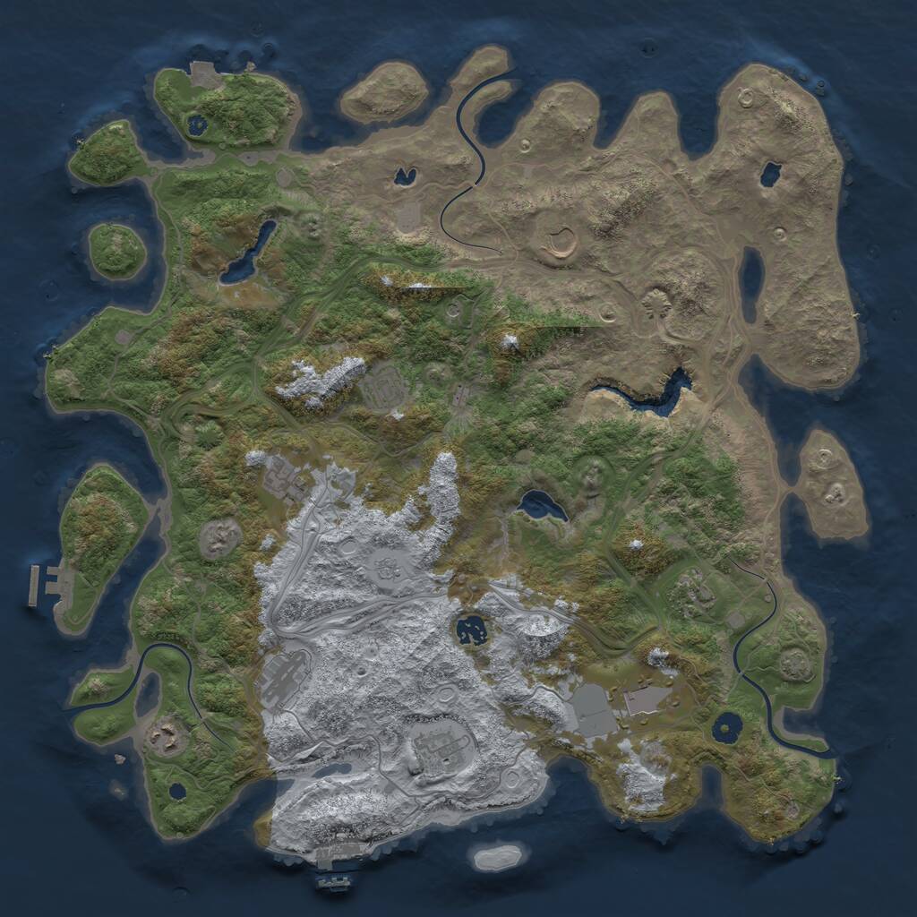 Rust Map: Procedural Map, Size: 4500, Seed: 910229946, 15 Monuments