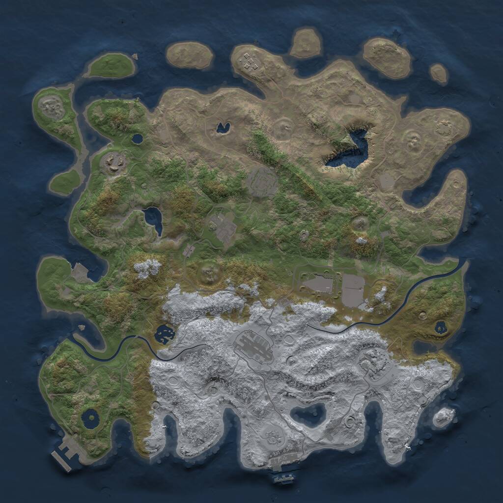 Rust Map: Procedural Map, Size: 4000, Seed: 484230, 14 Monuments