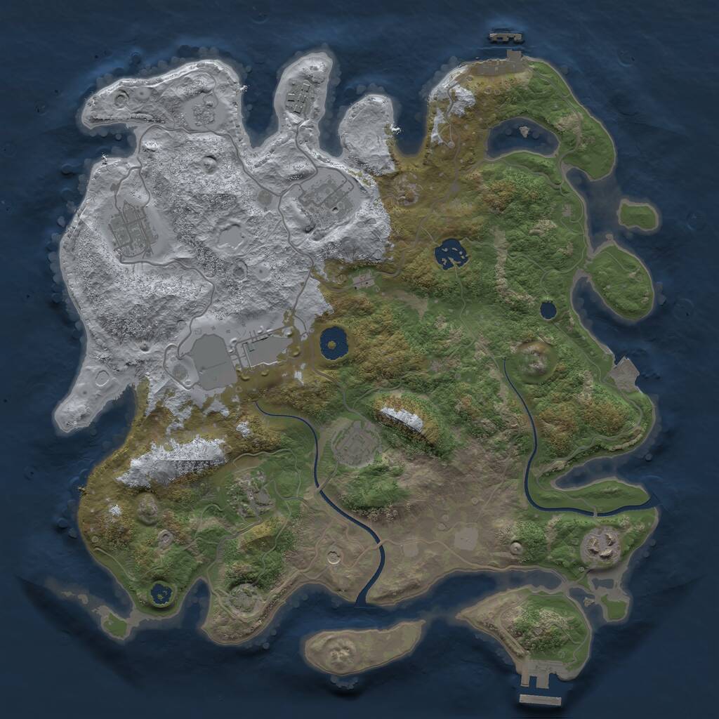 Rust Map: Procedural Map, Size: 3500, Seed: 1423063229, 14 Monuments