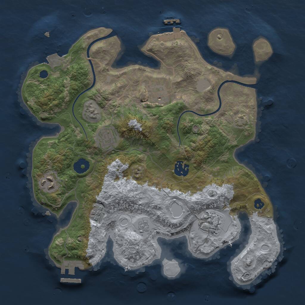 Rust Map: Procedural Map, Size: 3000, Seed: 28749, 11 Monuments