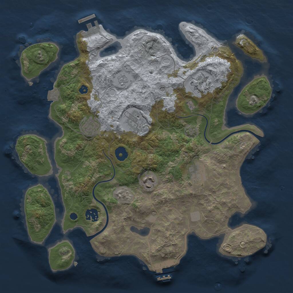 Rust Map: Procedural Map, Size: 3300, Seed: 999113276, 12 Monuments