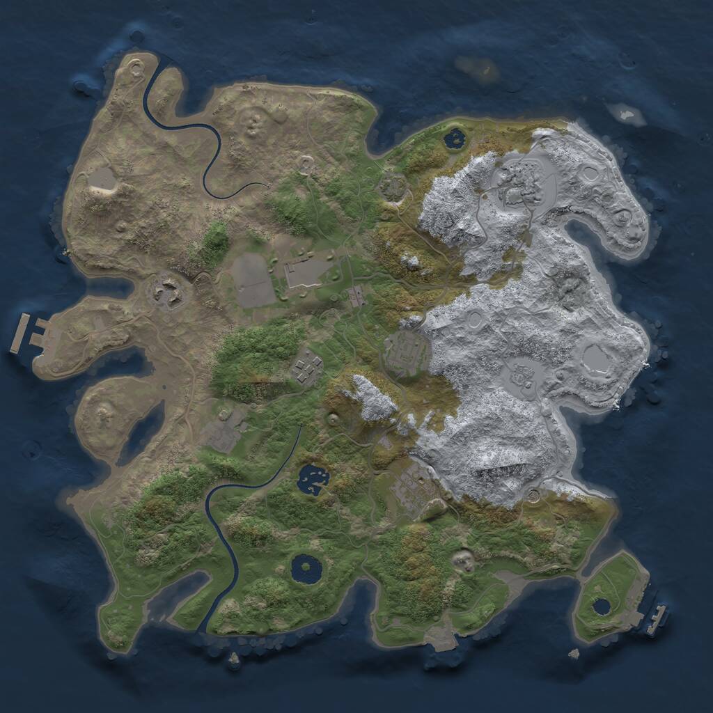 Rust Map: Procedural Map, Size: 3500, Seed: 1997351084, 14 Monuments