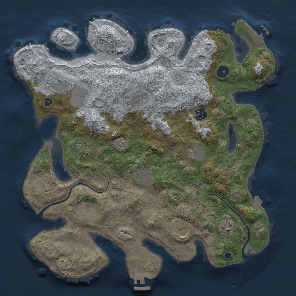 Rust Map: Procedural Map, Size: 3700, Seed: 740806391, 16 Monuments