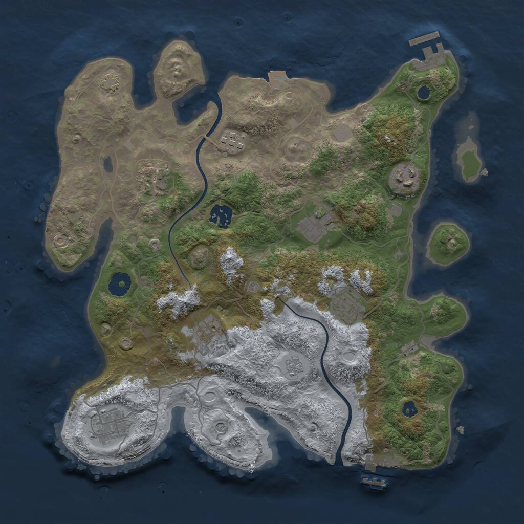 Rust Map: Procedural Map, Size: 3400, Seed: 332882363, 14 Monuments