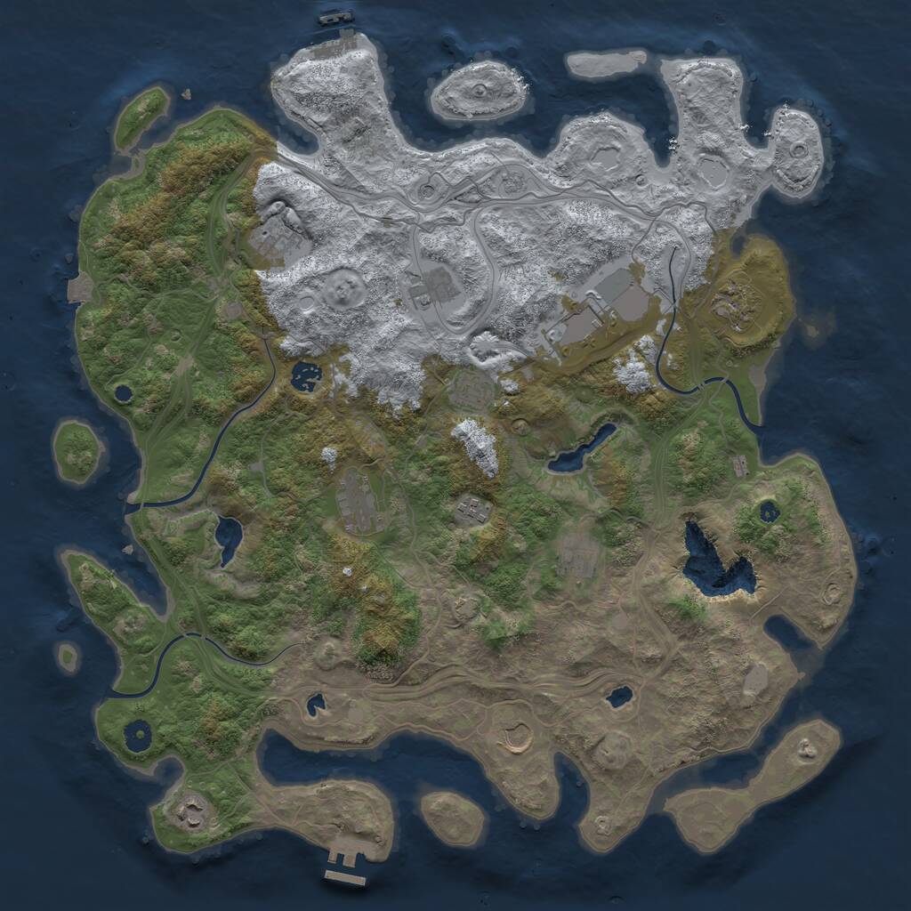 Rust Map: Procedural Map, Size: 4500, Seed: 298892745, 17 Monuments