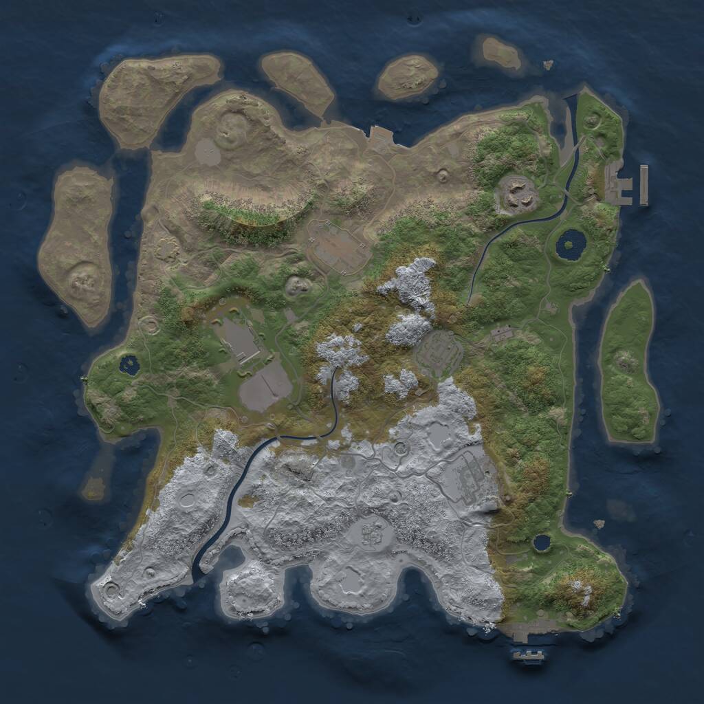 Rust Map: Procedural Map, Size: 3500, Seed: 107315156, 11 Monuments