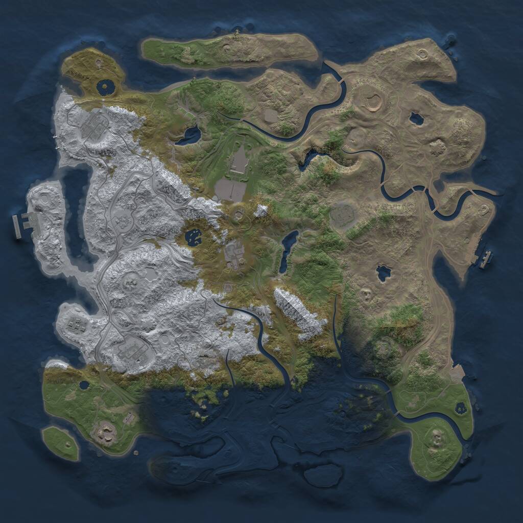 Rust Map: Procedural Map, Size: 4500, Seed: 250106, 15 Monuments