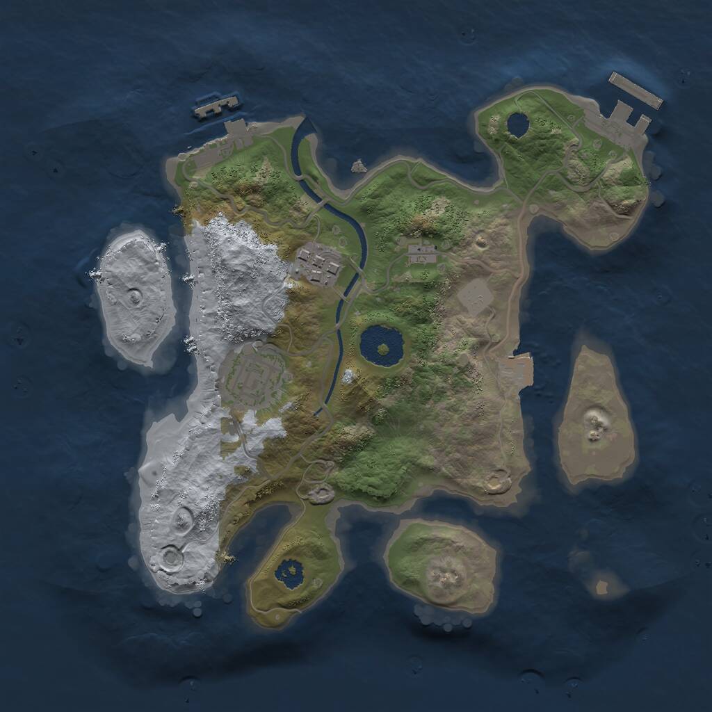 Rust Map: Procedural Map, Size: 2500, Seed: 46497105, 5 Monuments