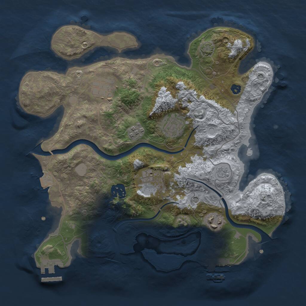 Rust Map: Procedural Map, Size: 3000, Seed: 18815, 12 Monuments