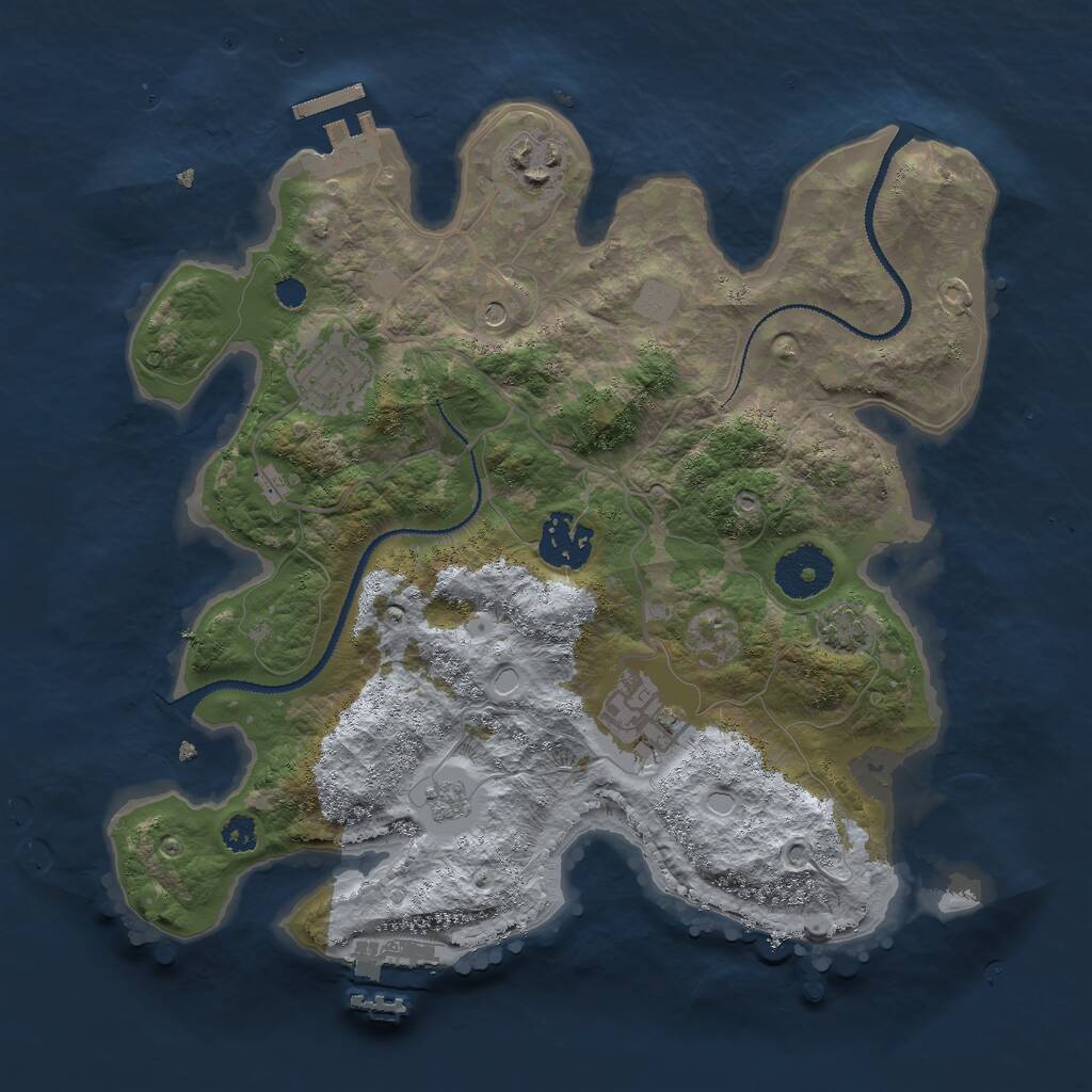 Rust Map: Procedural Map, Size: 3000, Seed: 63832, 10 Monuments