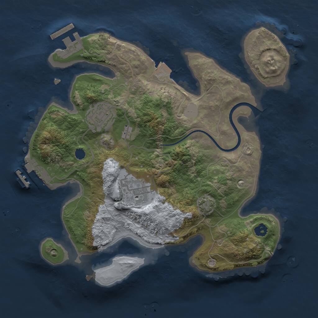 Rust Map: Procedural Map, Size: 2500, Seed: 44080830, 6 Monuments