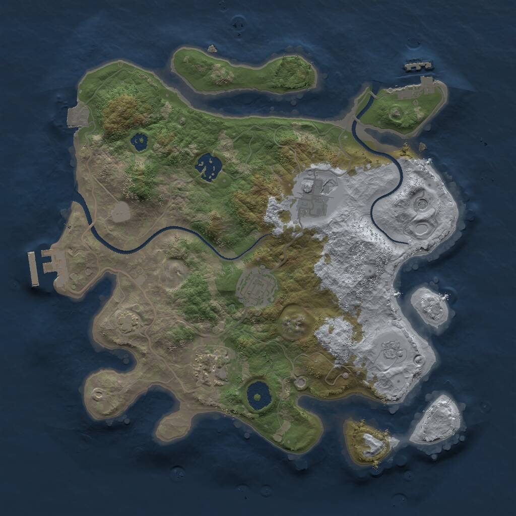 Rust Map: Procedural Map, Size: 3000, Seed: 759199200, 10 Monuments