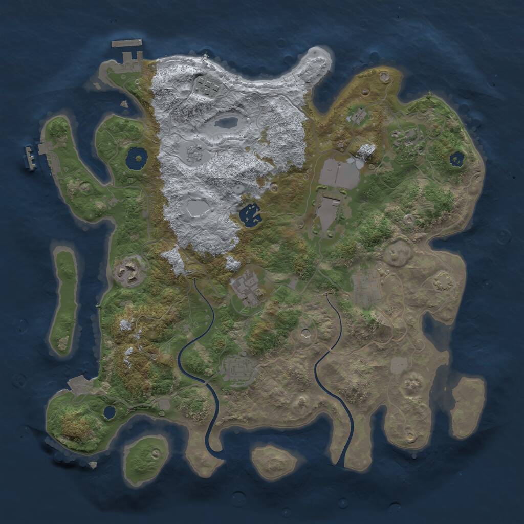 Rust Map: Procedural Map, Size: 3500, Seed: 1741784144, 14 Monuments