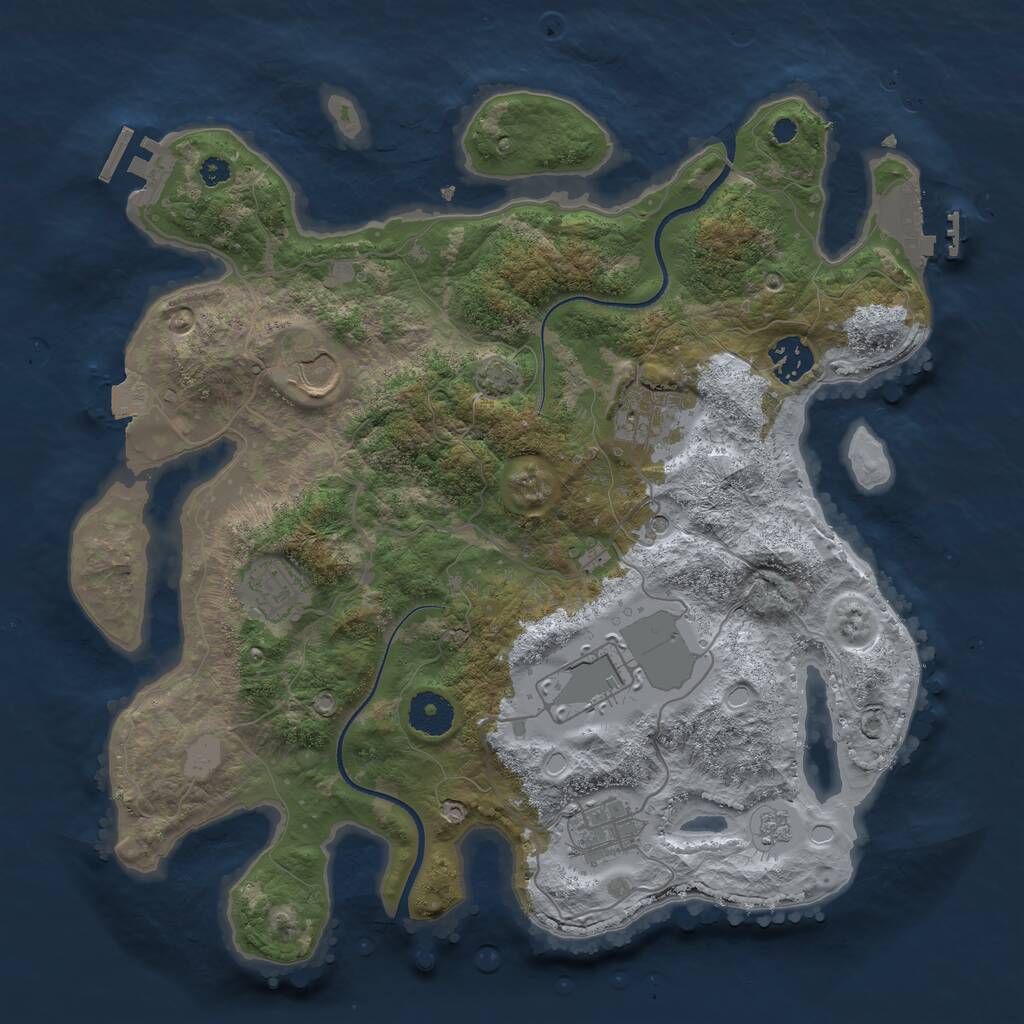 Rust Map: Procedural Map, Size: 3500, Seed: 1841931999, 12 Monuments