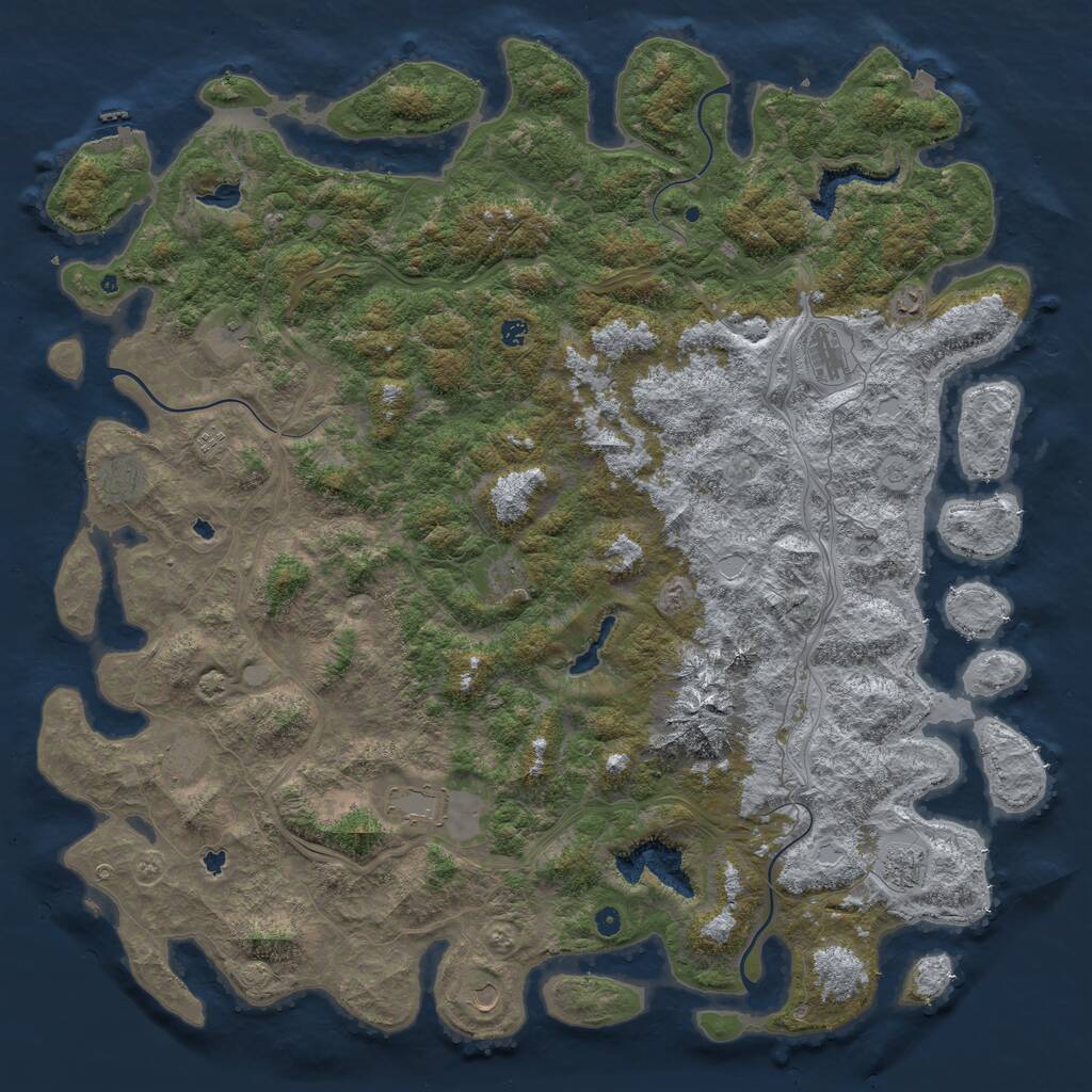 Rust Map: Procedural Map, Size: 6000, Seed: 13973427, 16 Monuments