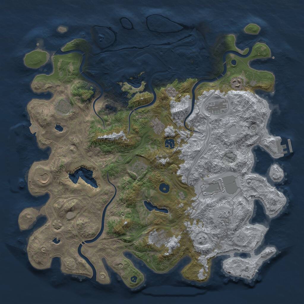 Rust Map: Procedural Map, Size: 4500, Seed: 1302189303, 16 Monuments