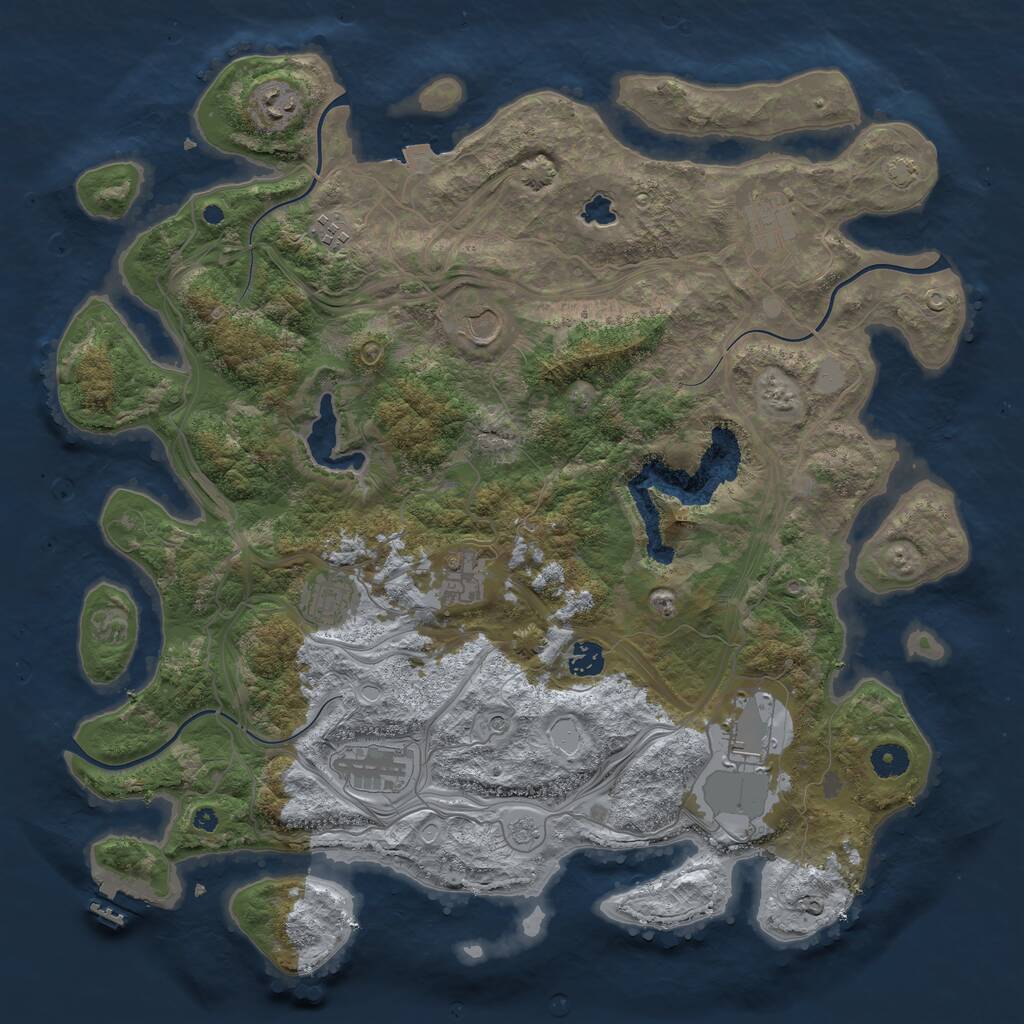 Rust Map: Procedural Map, Size: 4250, Seed: 729643504, 14 Monuments
