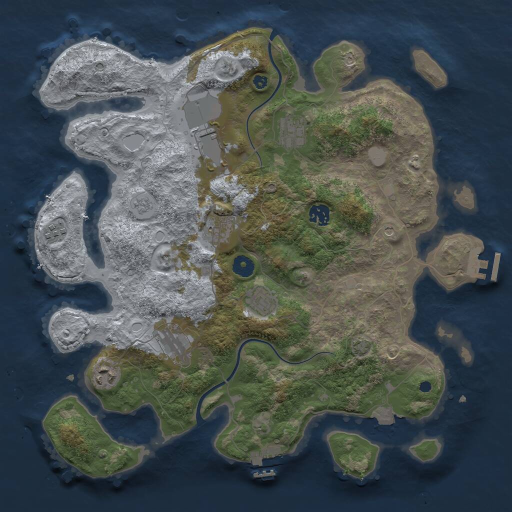 Rust Map: Procedural Map, Size: 3600, Seed: 1775528799, 14 Monuments