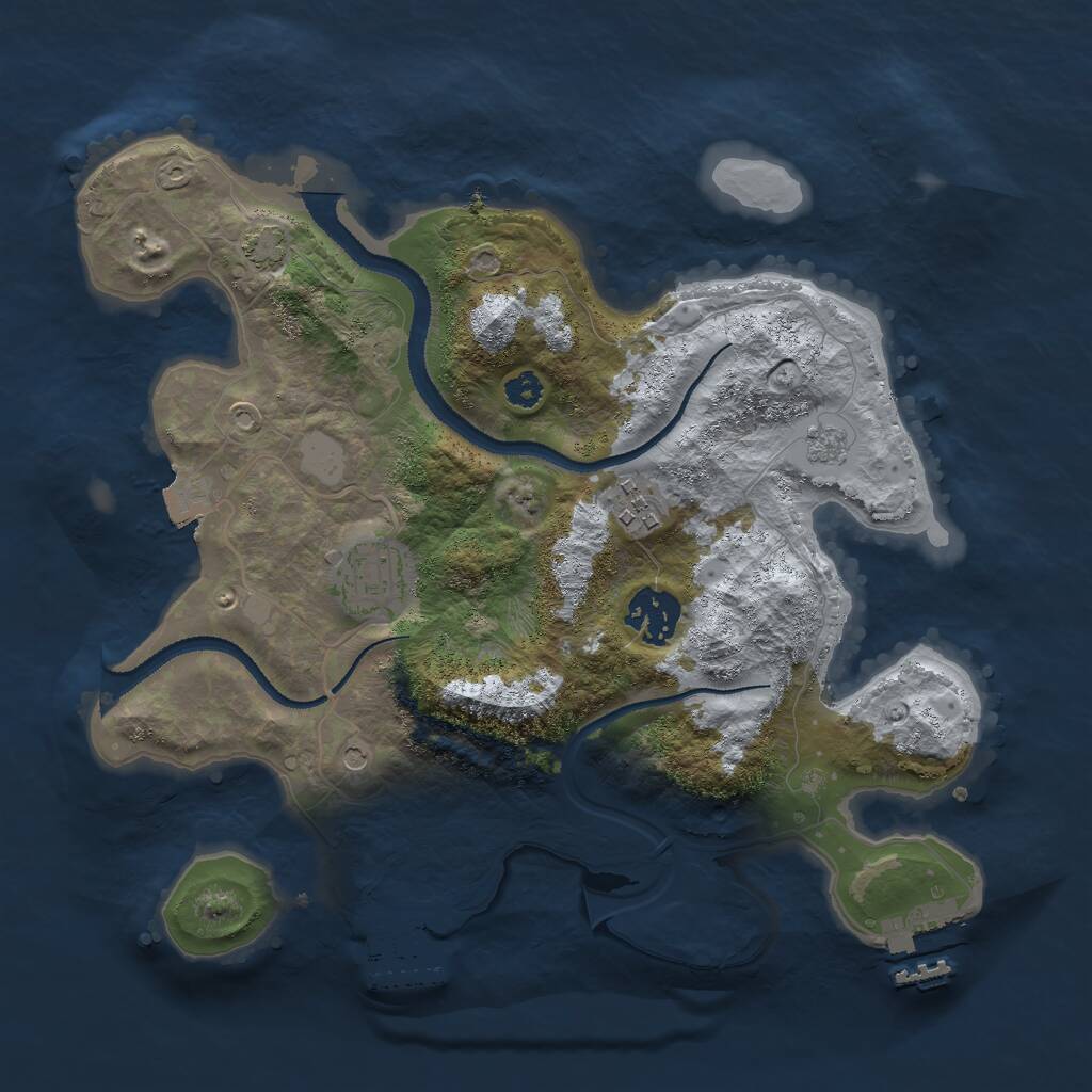 Rust Map: Procedural Map, Size: 3000, Seed: 1401093694, 9 Monuments