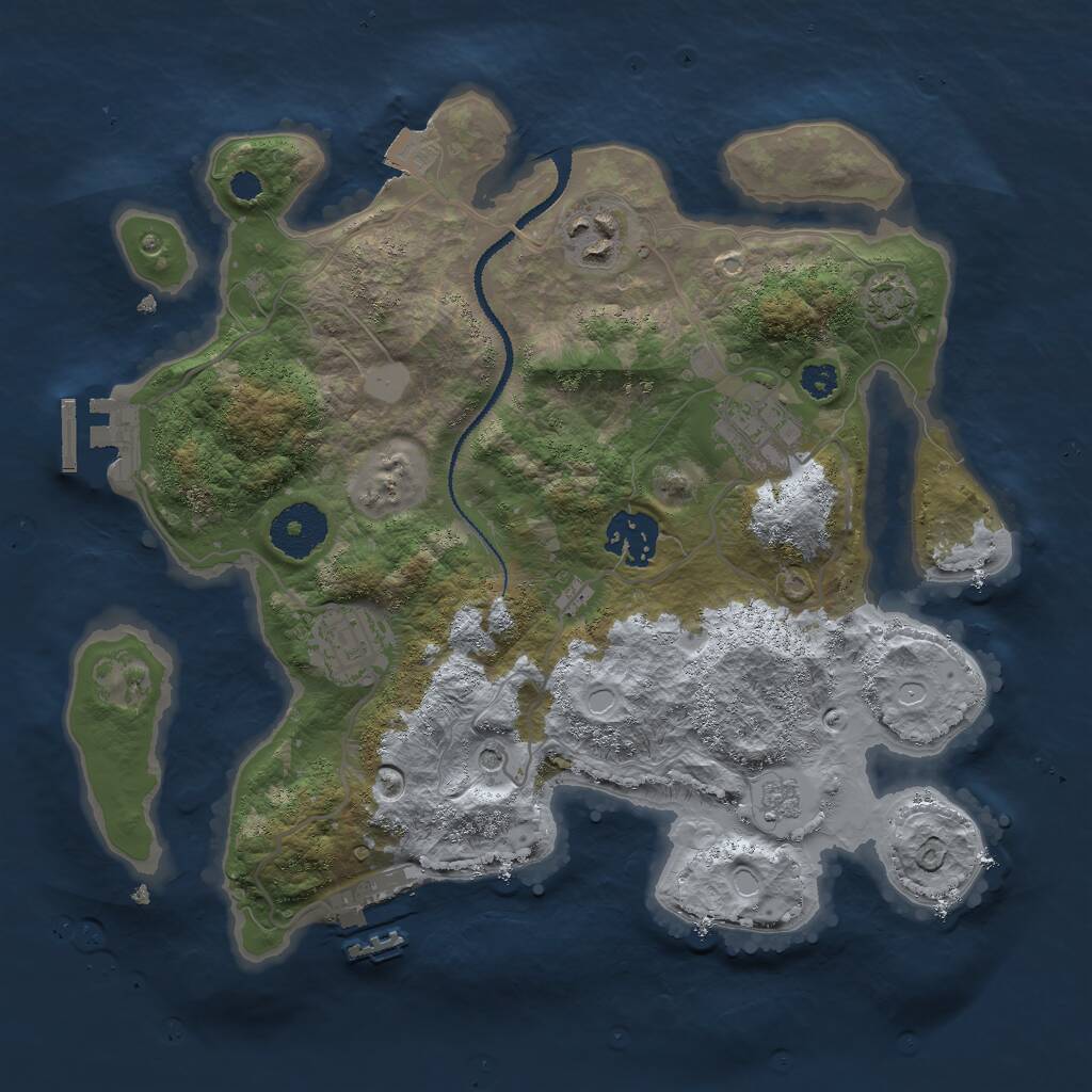 Rust Map: Procedural Map, Size: 3000, Seed: 32833, 10 Monuments