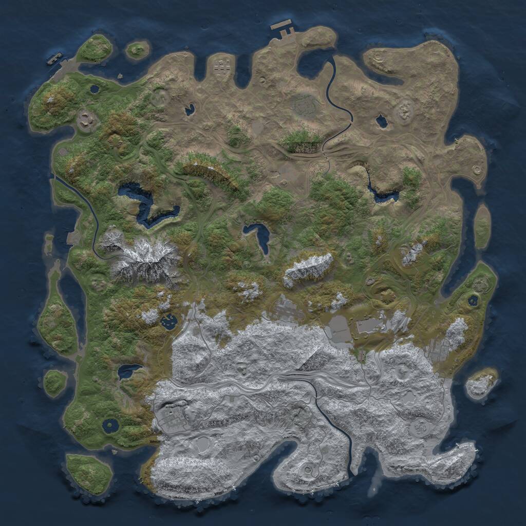 Rust Map: Procedural Map, Size: 5000, Seed: 25121986, 16 Monuments