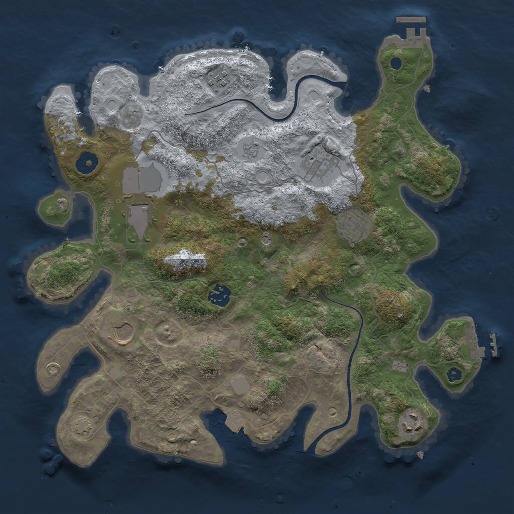 Rust Map: Procedural Map, Size: 3500, Seed: 54775831, 13 Monuments