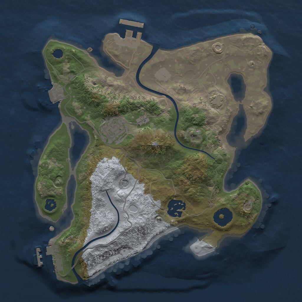 Rust Map: Procedural Map, Size: 2500, Seed: 58061680, 7 Monuments