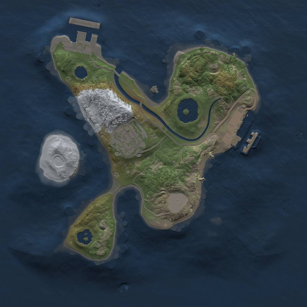 Rust Map: Procedural Map, Size: 2000, Seed: 1350108942, 4 Monuments