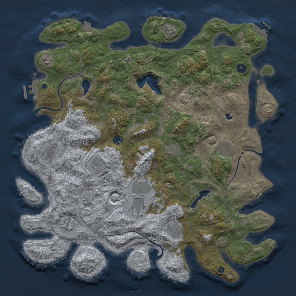 Rust Map: Procedural Map, Size: 4500, Seed: 1702674393, 16 Monuments