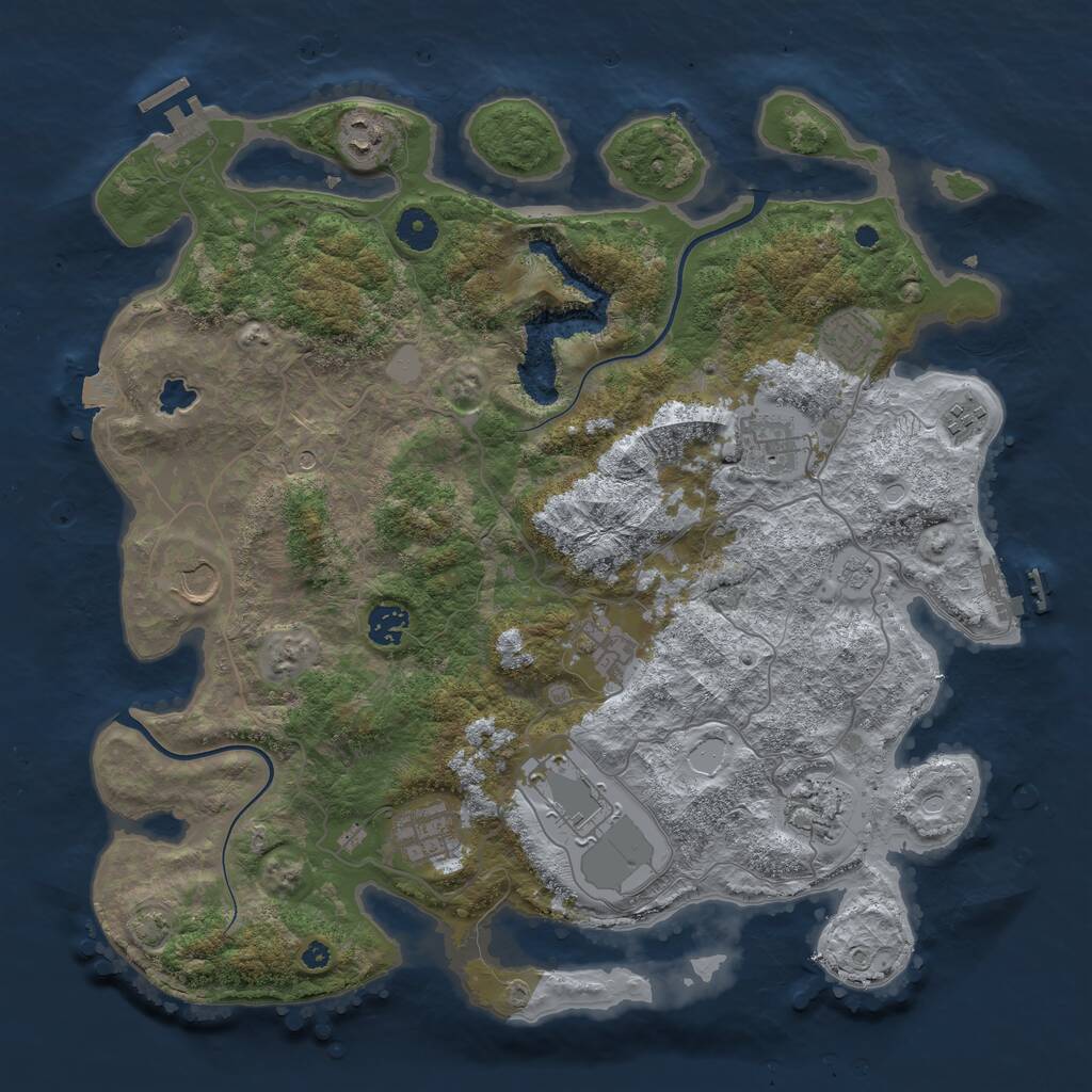 Rust Map: Procedural Map, Size: 4000, Seed: 142409412, 16 Monuments