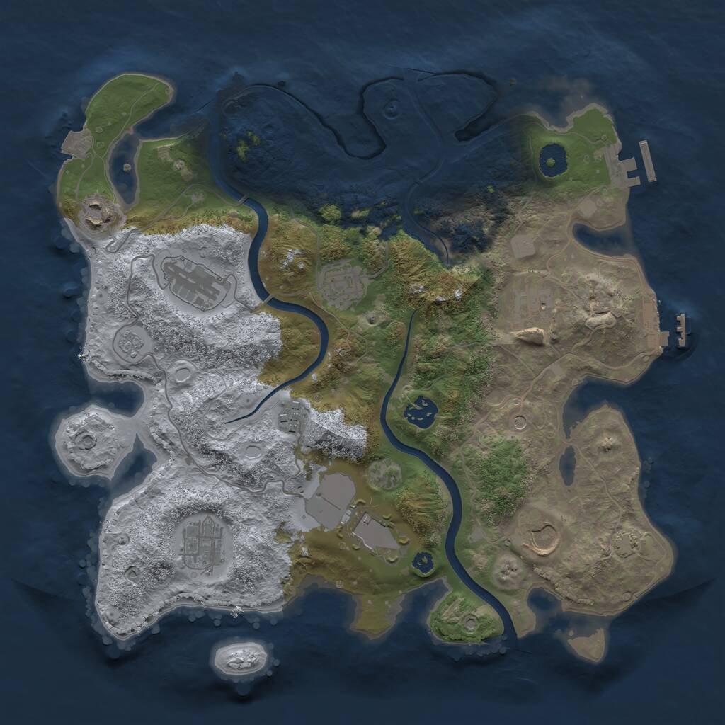 Rust Map: Procedural Map, Size: 3500, Seed: 1108007574, 15 Monuments