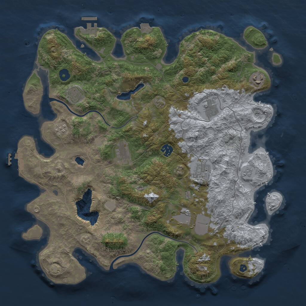 Rust Map: Procedural Map, Size: 4000, Seed: 13973427, 14 Monuments