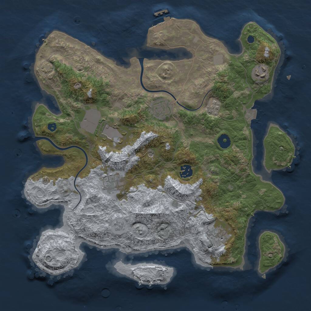Rust Map: Procedural Map, Size: 3500, Seed: 598755779, 12 Monuments