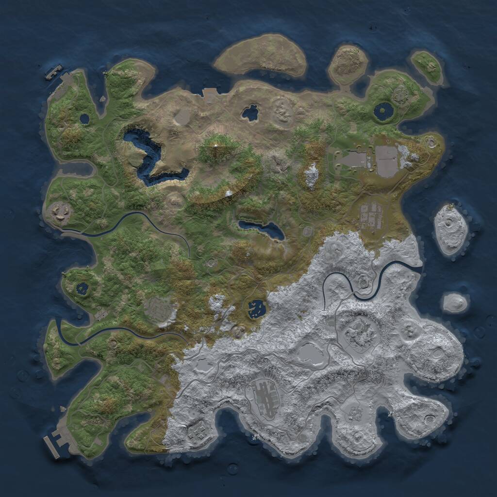 Rust Map: Procedural Map, Size: 4050, Seed: 604673600, 14 Monuments