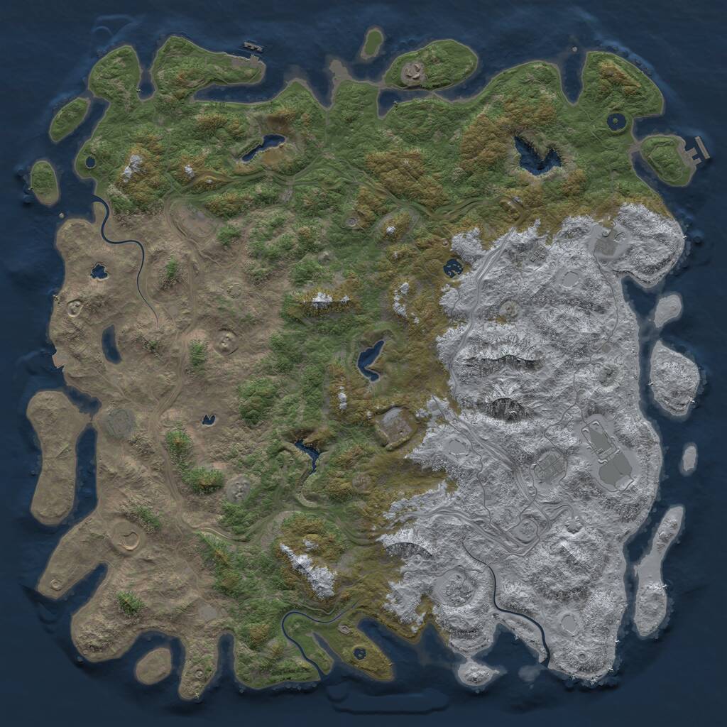 Rust Map: Procedural Map, Size: 6000, Seed: 1376870948, 17 Monuments