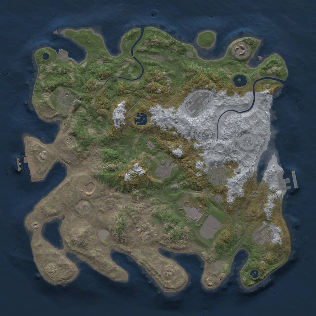 Rust Map: Procedural Map, Size: 3700, Seed: 1148154064, 16 Monuments