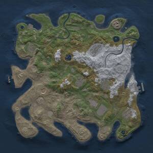 Thumbnail Rust Map: Procedural Map, Size: 3700, Seed: 1148154064, 16 Monuments