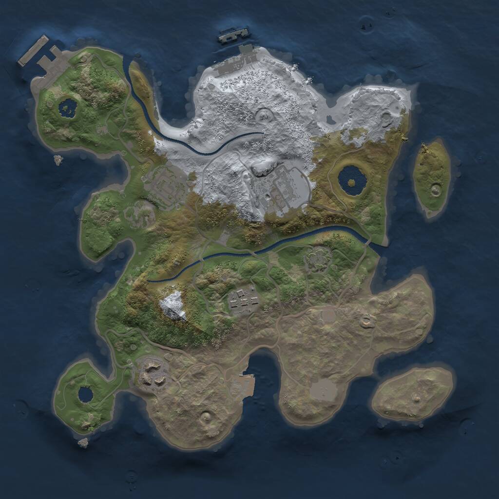 Rust Map: Procedural Map, Size: 2649, Seed: 1, 8 Monuments