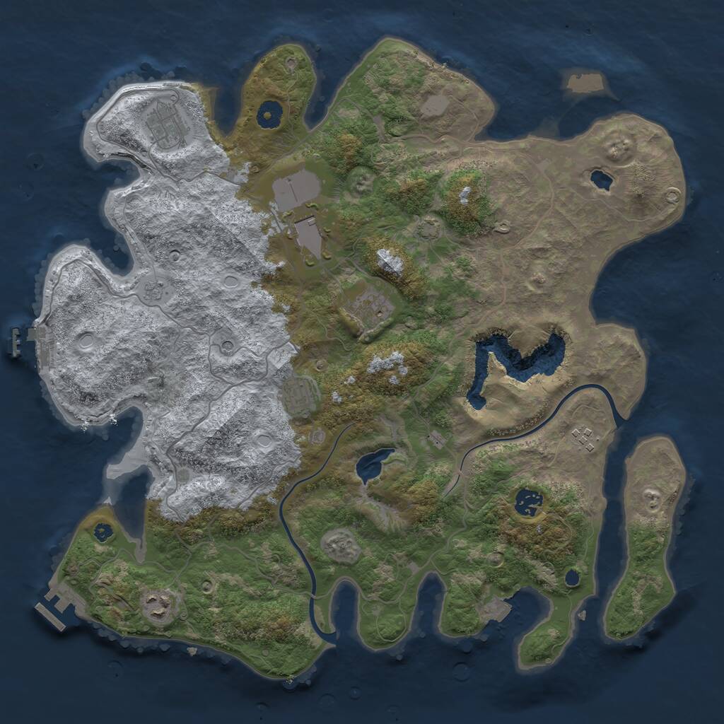 Rust Map: Procedural Map, Size: 4000, Seed: 185437894, 13 Monuments