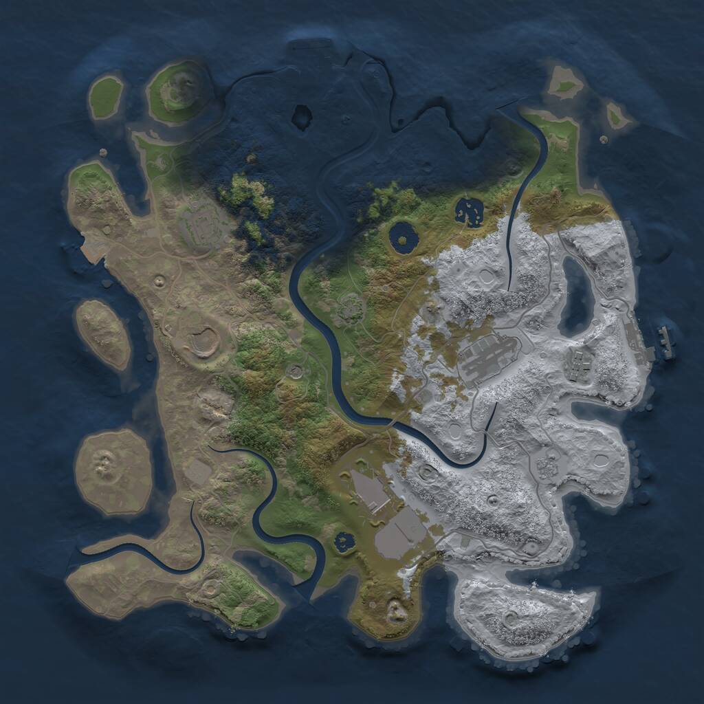 Rust Map: Procedural Map, Size: 3500, Seed: 143555849, 12 Monuments