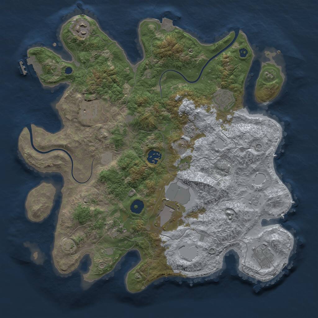 Rust Map: Procedural Map, Size: 3500, Seed: 54003931, 13 Monuments